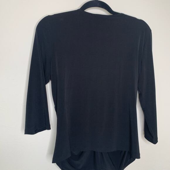 Y2K Black Slinky Blouse Knit Ring Ruched Bust Sz XL - Picture 2 of 5